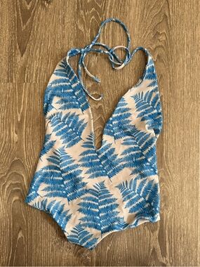 Mikoh Hinano One Piece Swimsuit XS Blue Fern Hawaii Deep Plunge